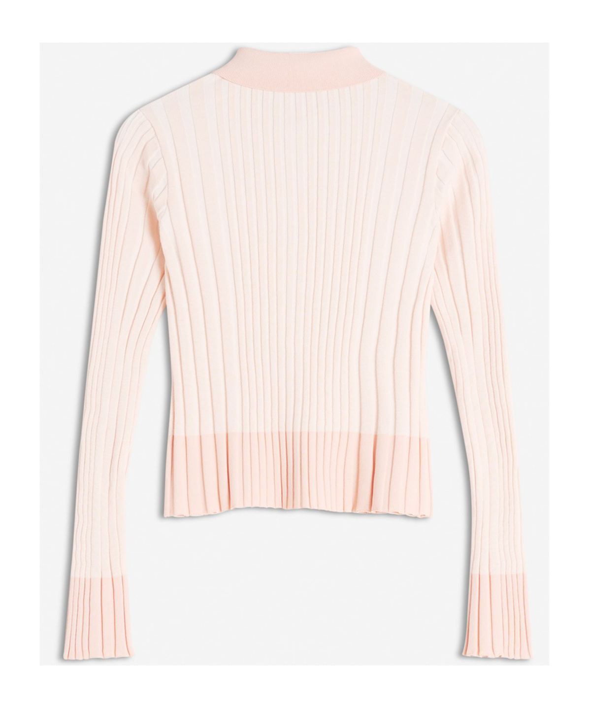 Shop Maison Kitsuné Baby Fox Patch Pleated Ribbed Cardigan In Porcelain Pink