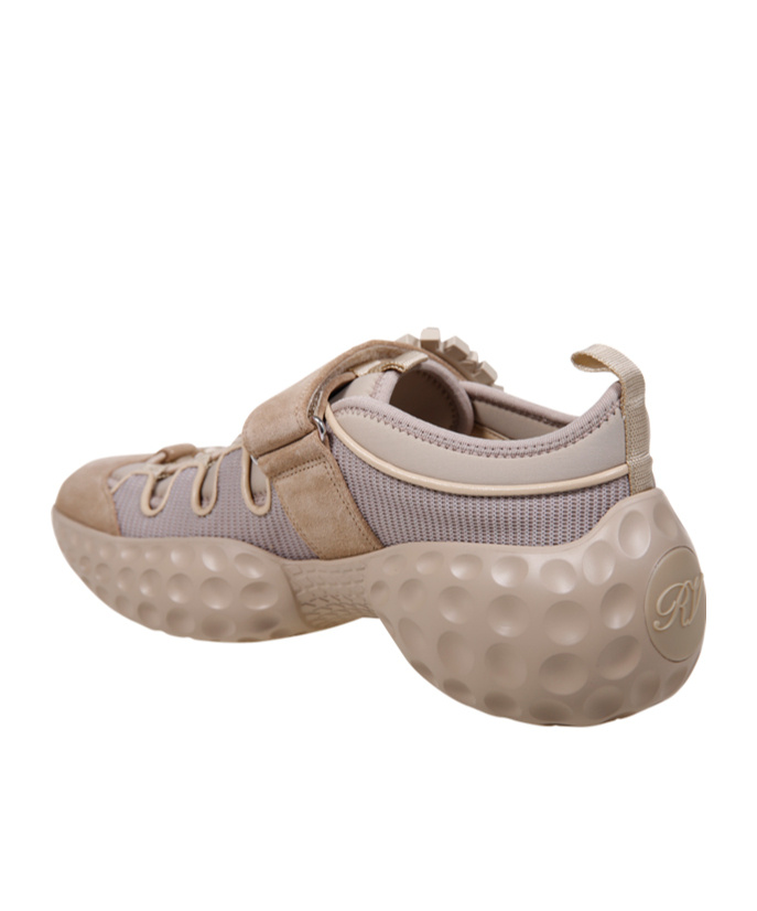 Roger Vivier Beige Viv Run Strass Buckle Sneakers In Nude