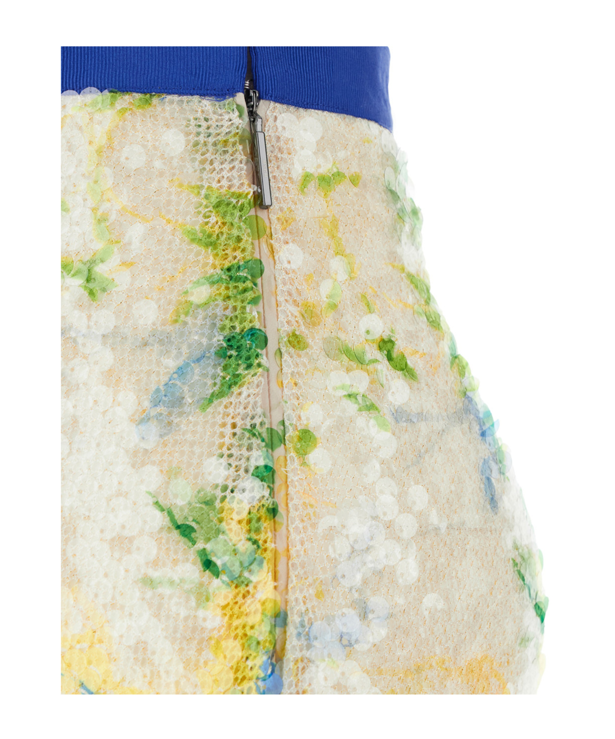 Msgm Multicolor Skirt With Floral Motif And All-over Applied Sequins In Multi