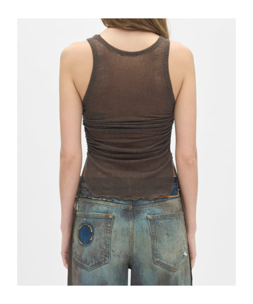 Ann Demeulemeester Mara Wrinkled Cropped Tank Top In Green