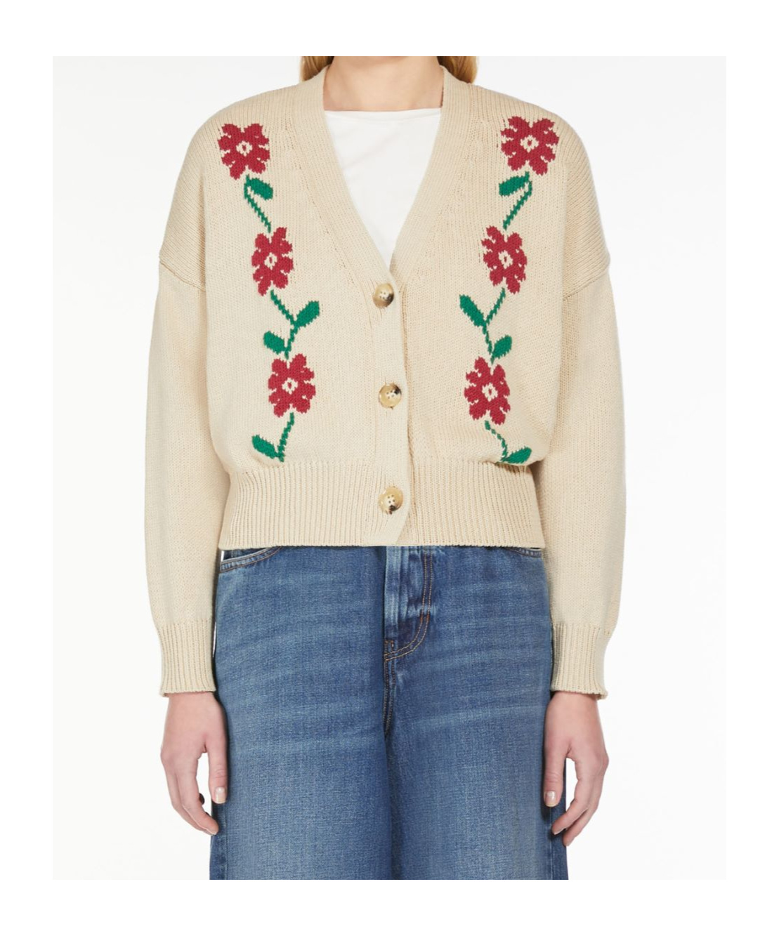 Weekend Max Mara Cardigan With Inlaid Details In Nude