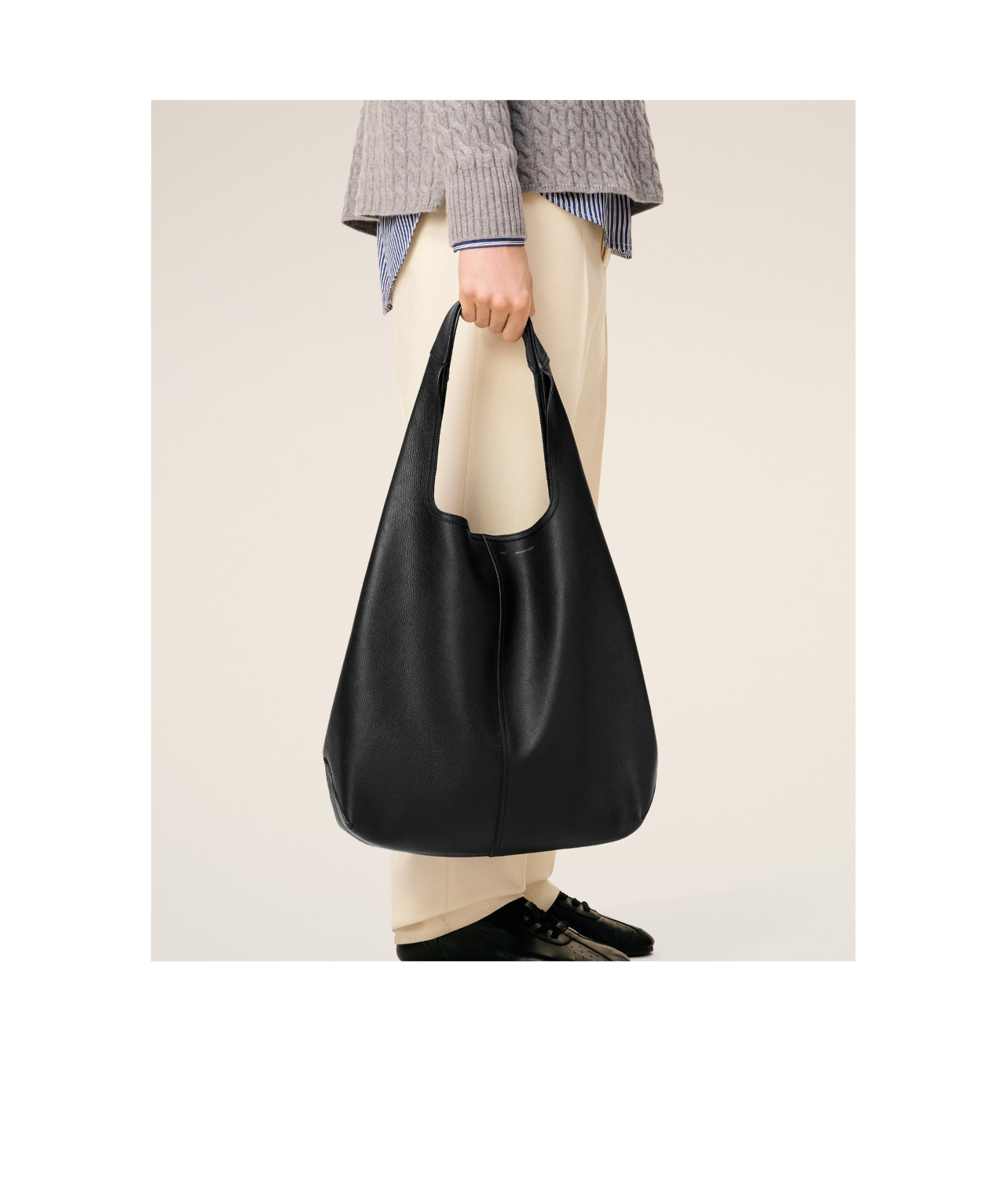 Ami Alexandre Mattiussi Etienne Hobo Bag In Supple Leather. In Black