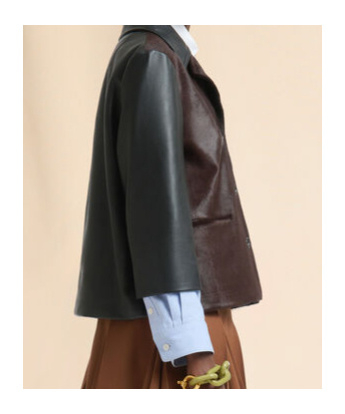 Marni Black Leather And Pony Hair Jacket In Brown