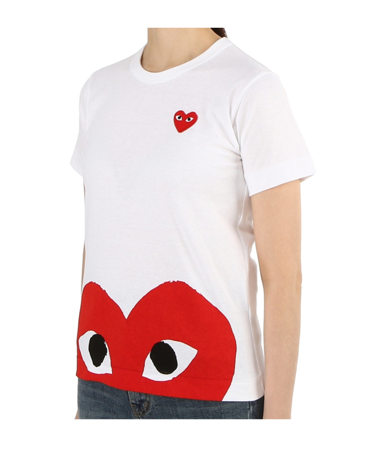 Comme Des Garçons Play Peek A Boo Heart T-shirt In White