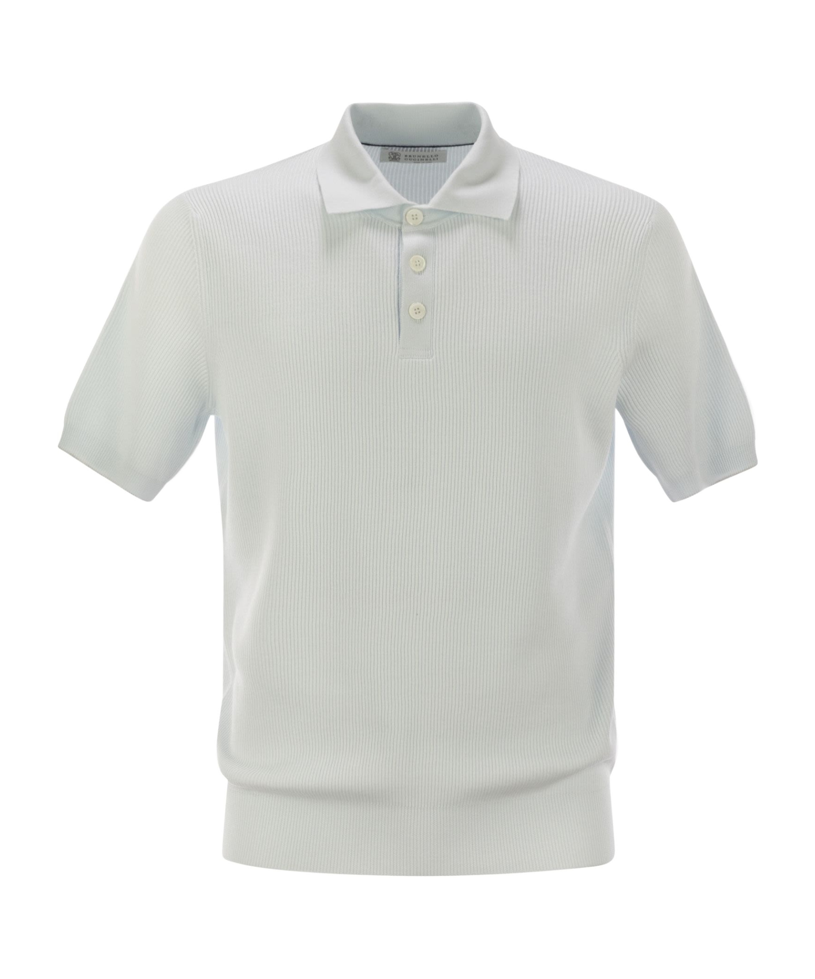 Brunello Cucinelli Men Lightweight Cotton Knit Polo Shirt In White