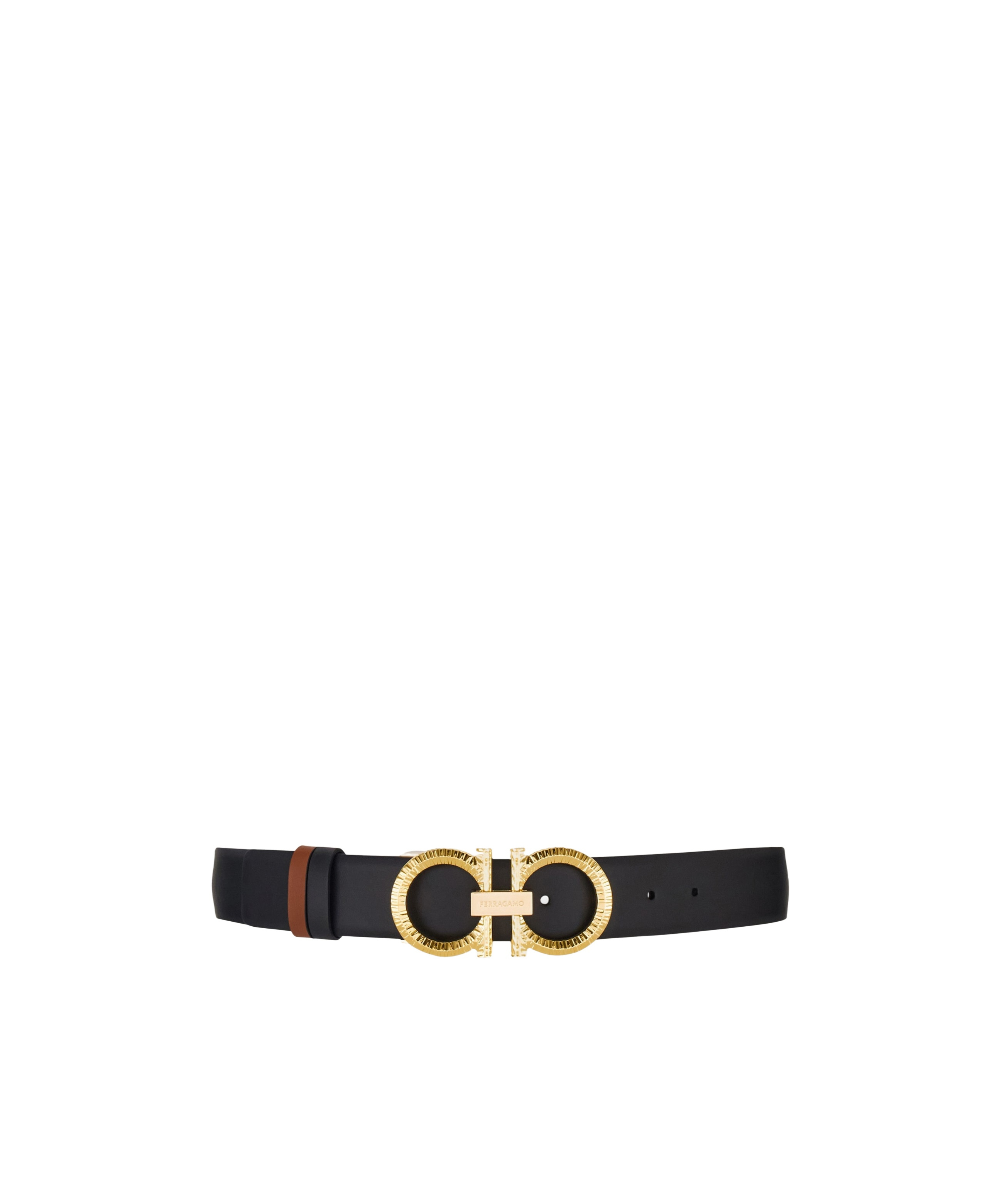 Ferragamo Reversible And Adjustable Belt With Hammered Gancini