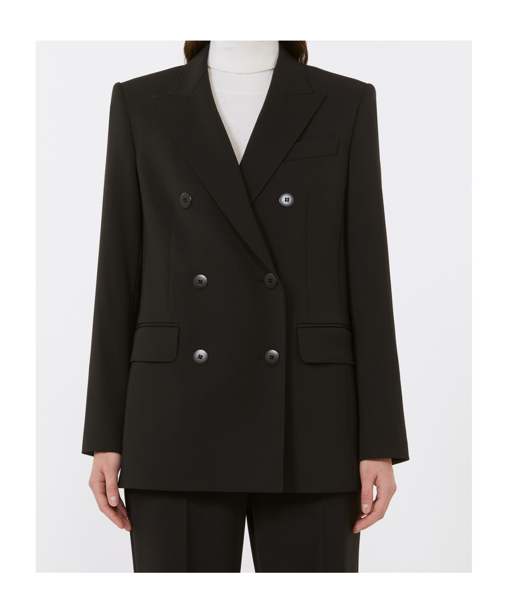 Max Mara Double-breasted Wool Blazer In Black
