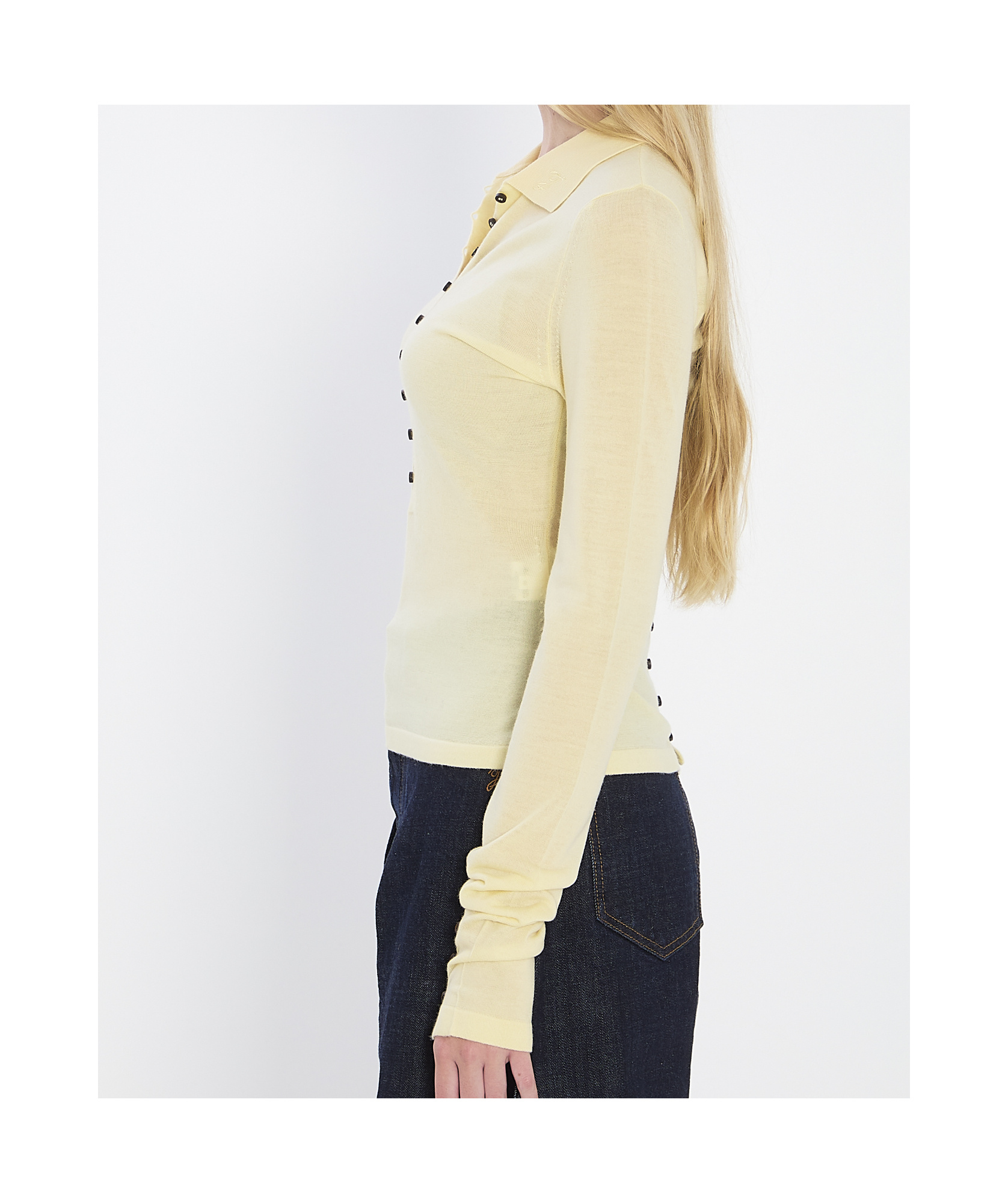 Jacquemus Merino Wool Blend Fitted Knit Top In Yellow