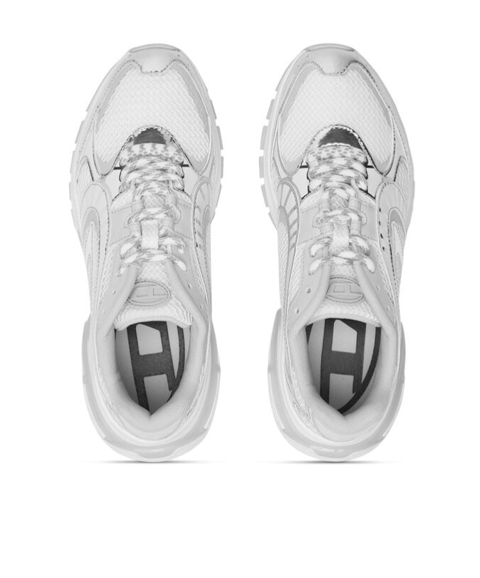 Diesel Metallic Mesh Sneakers With Oval D Logo In White