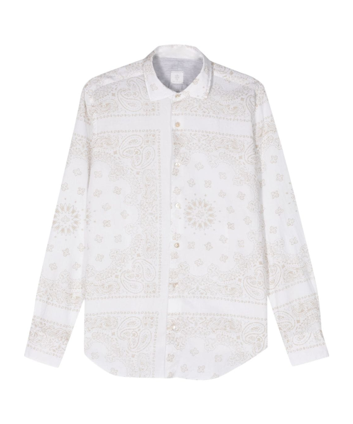 Eleventy Paisley-print Button-up Shirt In White