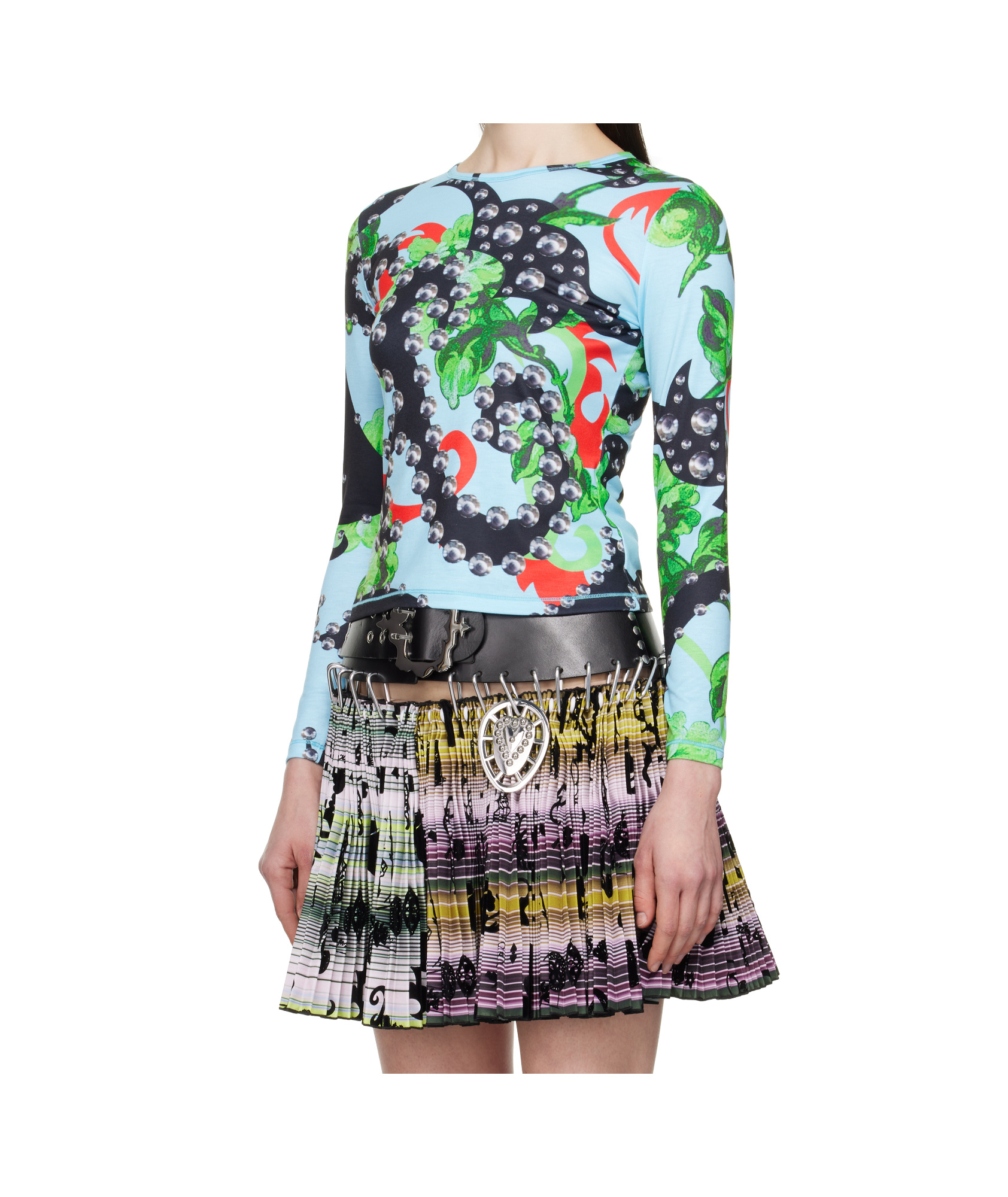 Chopova Lowena Blue Spangle Tangle Fitted Jersey T-shirt In Multicolor