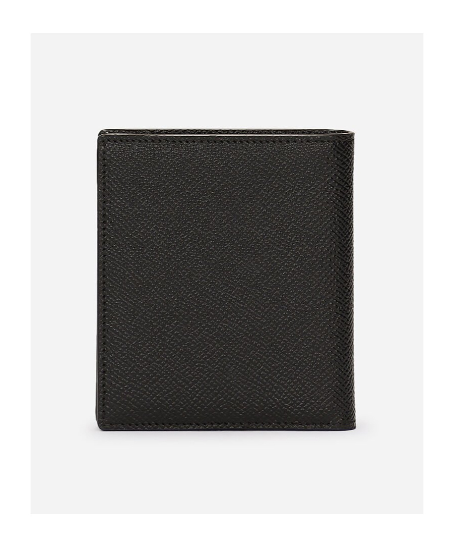 Dolce & Gabbana Black Calf Leather Logo Plaque Trifold Keyring Key Holder In Black