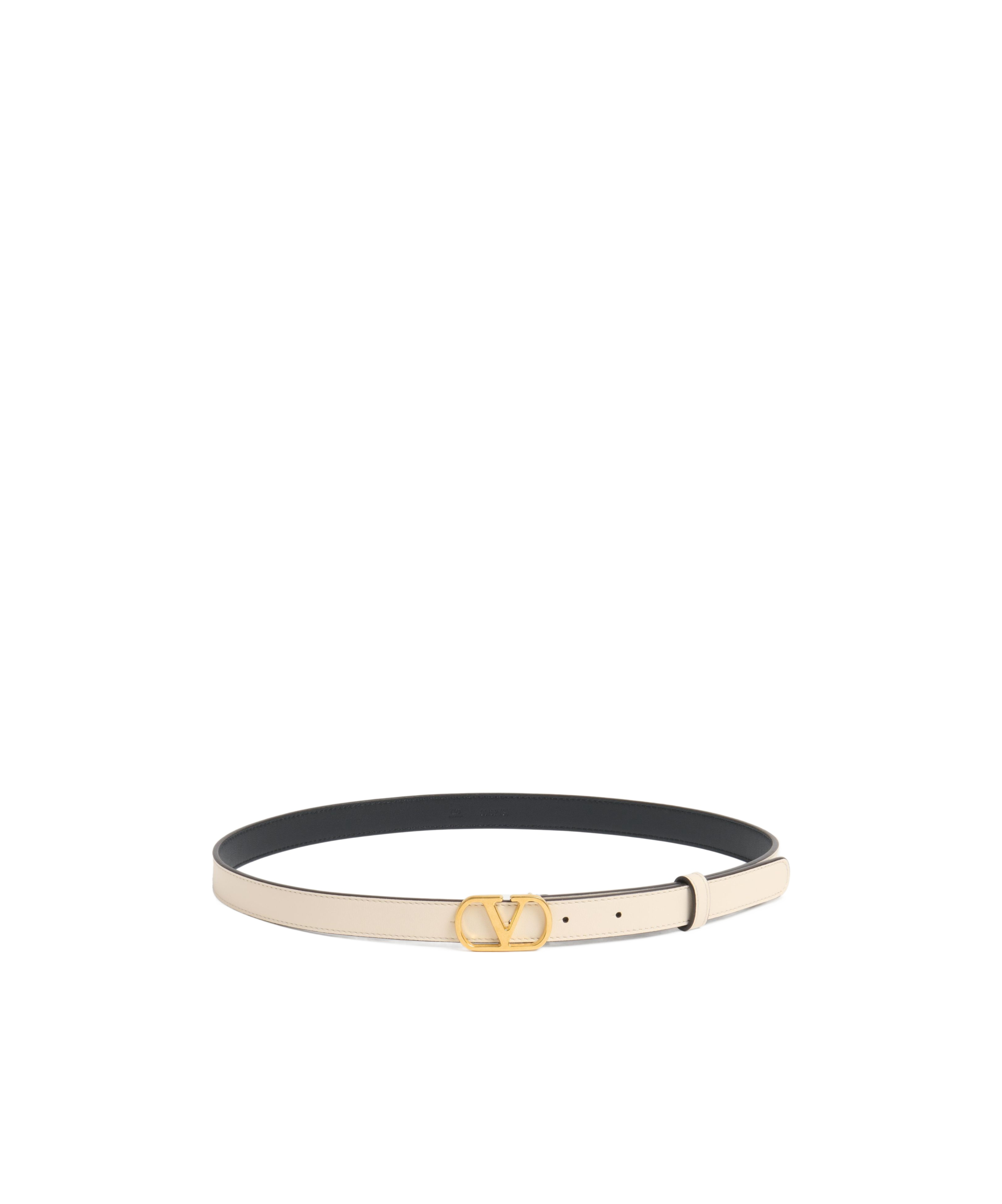 Valentino Garavani Vlogo Signature Belt In Shiny Calfskin 30 Mm Woman Ivory 095 In Nude