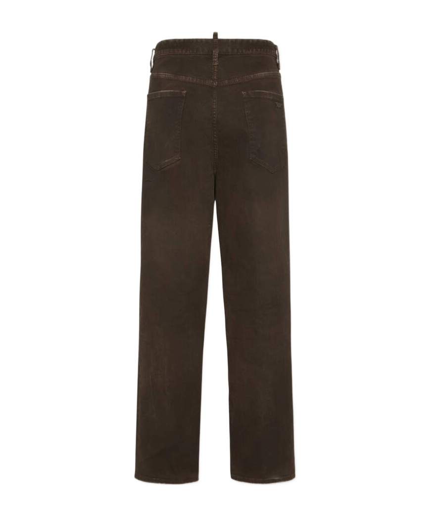 Dsquared2 Bull Leatherette Wash Loose Jeans In Brown