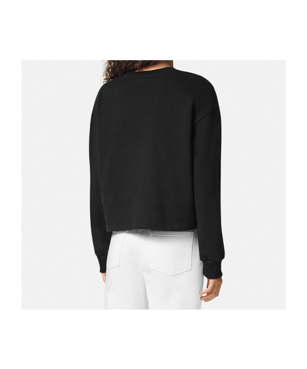 Versace Women's Sweatshirt Medusa With Crystal And Lurex Embroidery Yd Cotton Fleece In Black