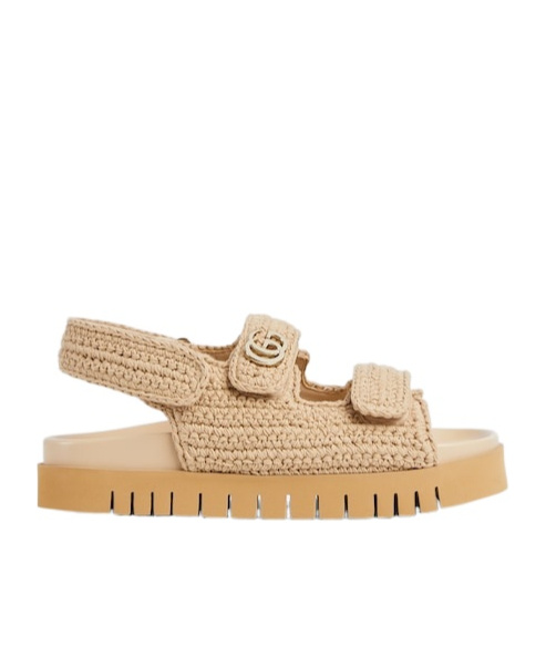 Gucci Beige Crochet Sandals In Sand