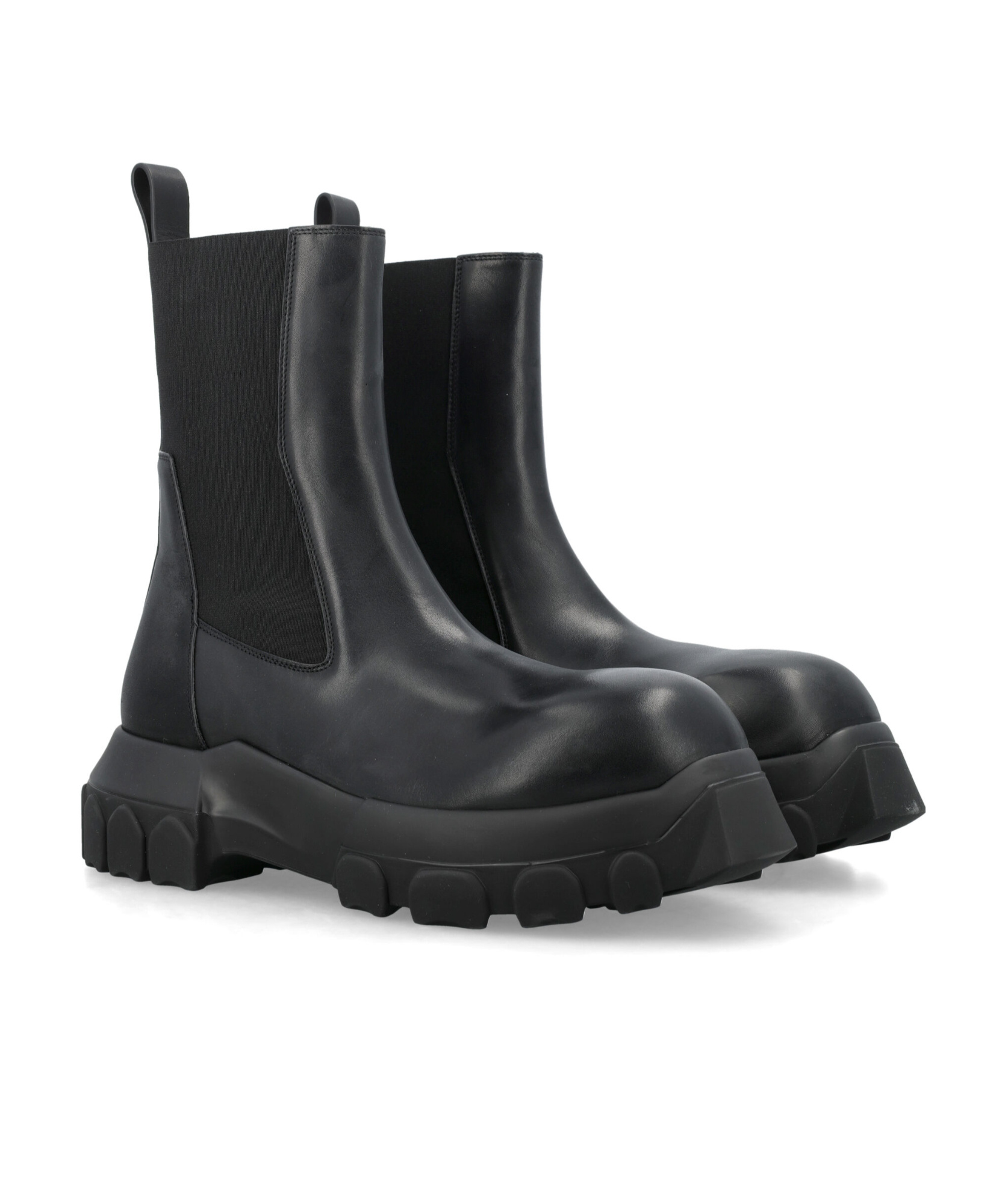 Rick Owens Black Concordians Beatle Bozo Tractor Chelsea Boots In Black