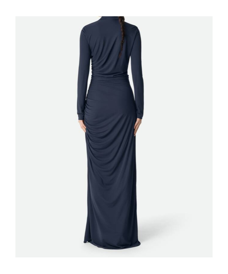 Bottega Veneta Crepe Viscose Jersey Dress In Blue