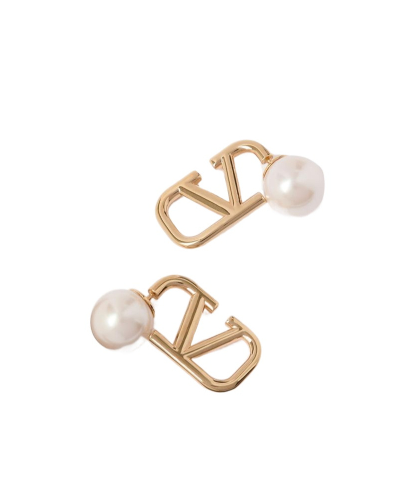 Valentino Logo Earrings In Yellow