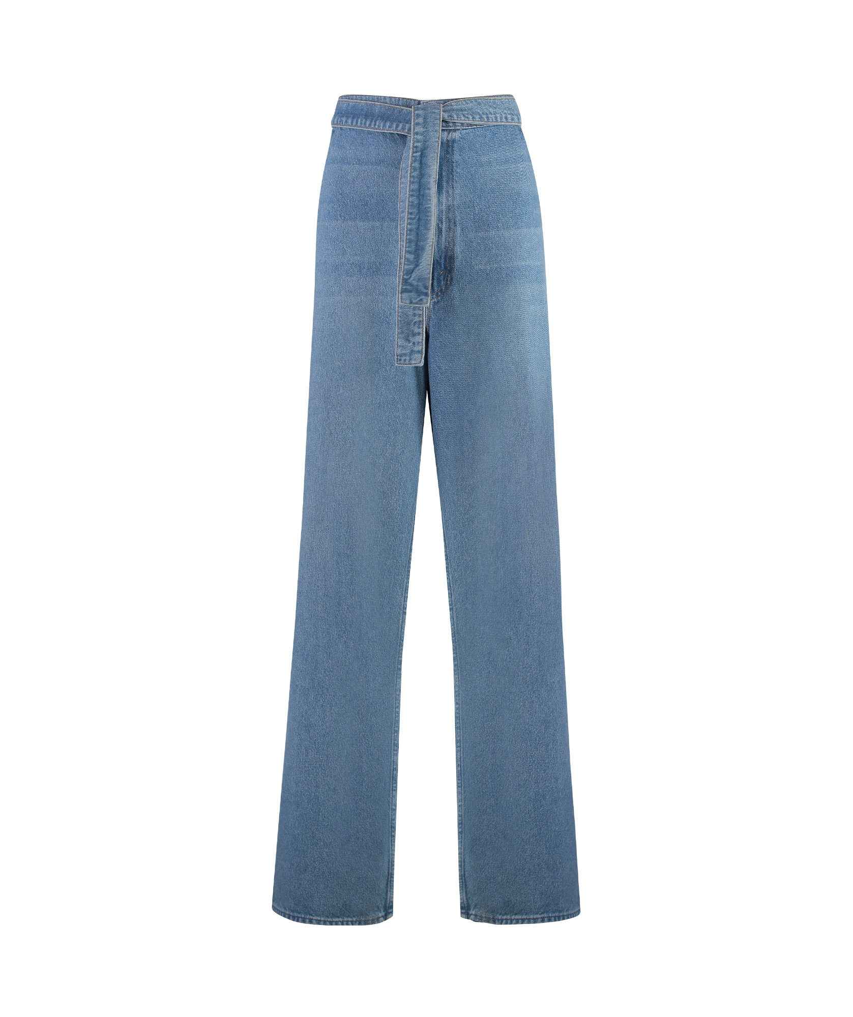Mother Snacks! The Fold In Funnel Wide-leg Jeans In Blue