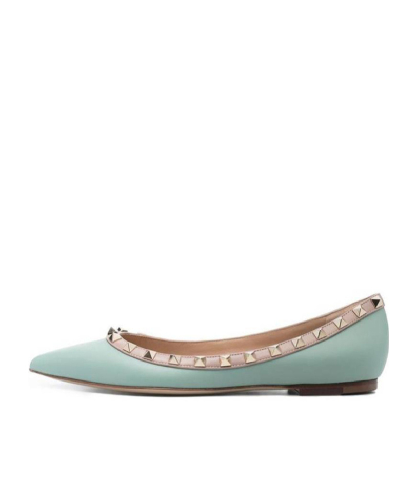 Valentino Rockstud Pointed Ballet Shoes In Multicolor