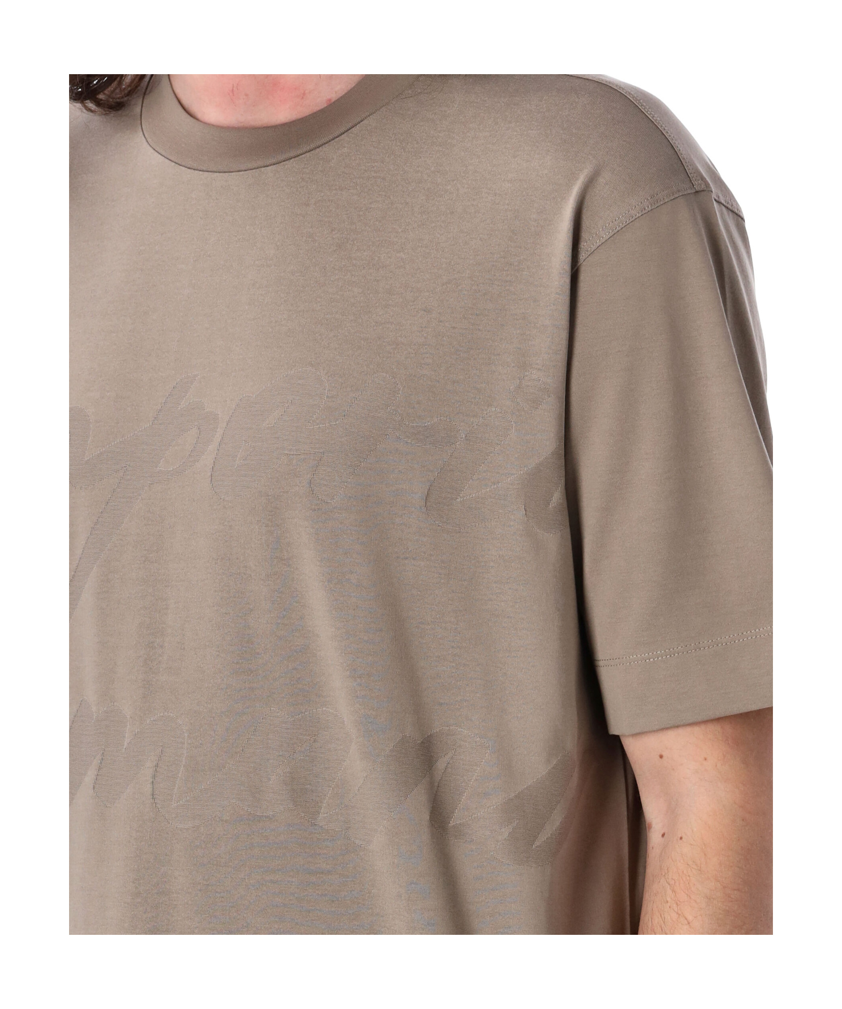 Emporio Armani Jacquard Logo T-shirt In Nude