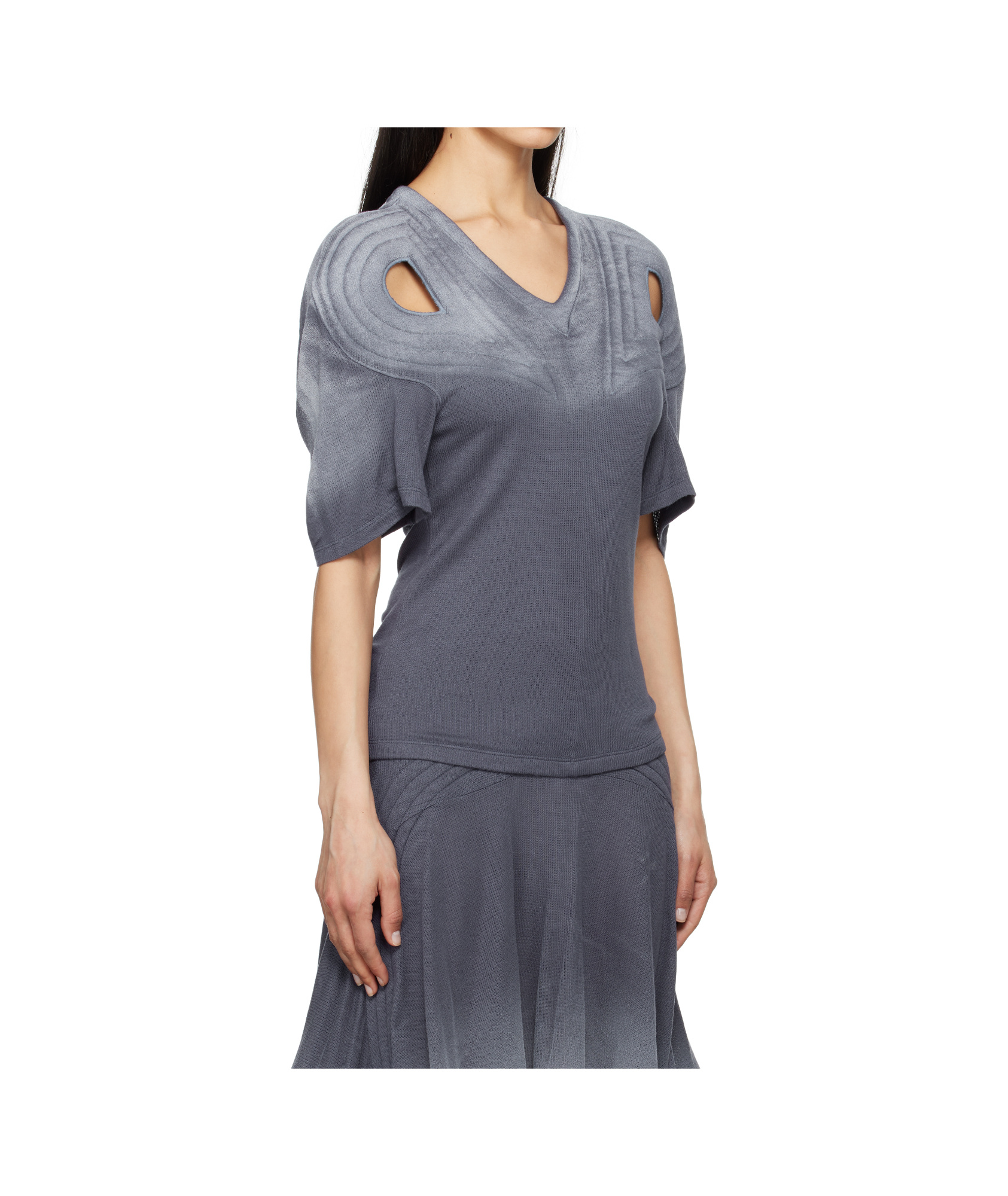 Kiko Kostadinov Navy Celritatem Padded T-shirt In Brown
