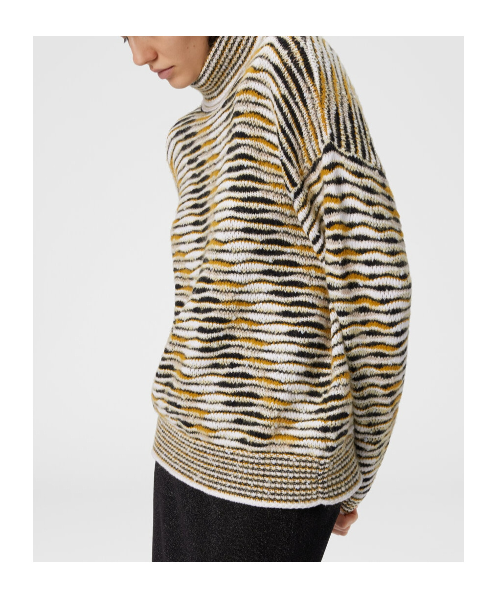 Missoni Oversized High-neck Sweater With Flame Pattern In Multi