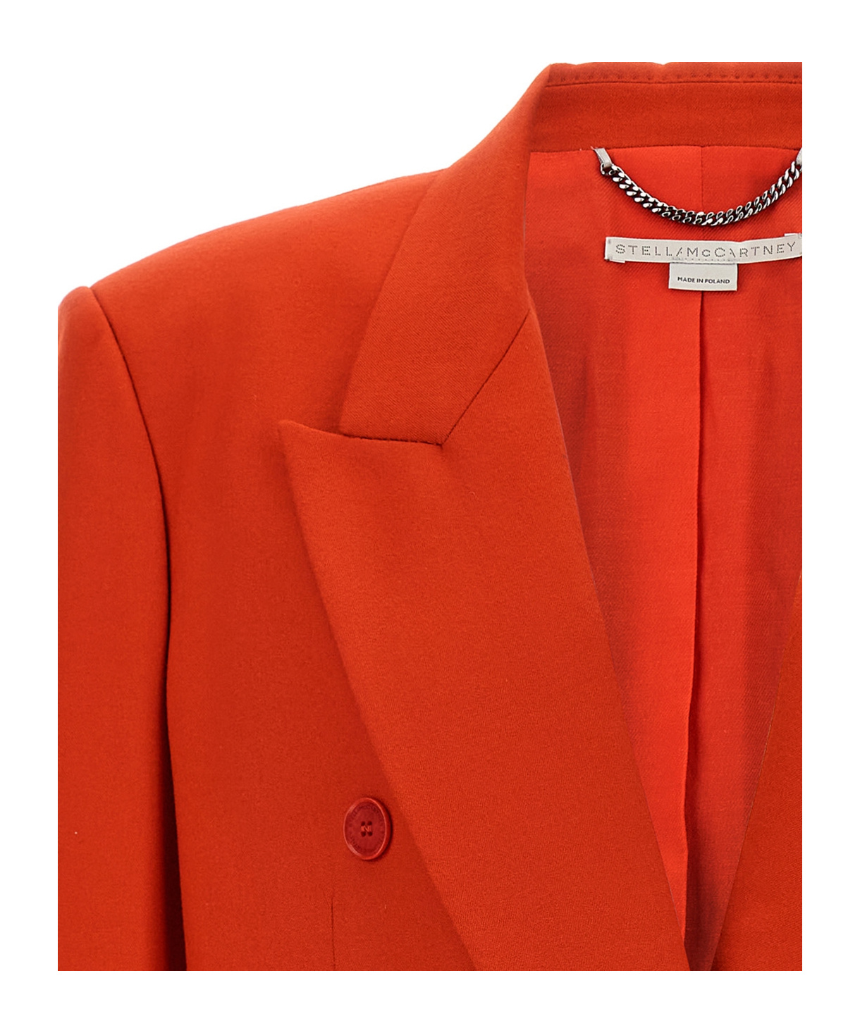 Stella Mccartney Double-breasted Wool Flannel Blazer With Peak Lapels In Red