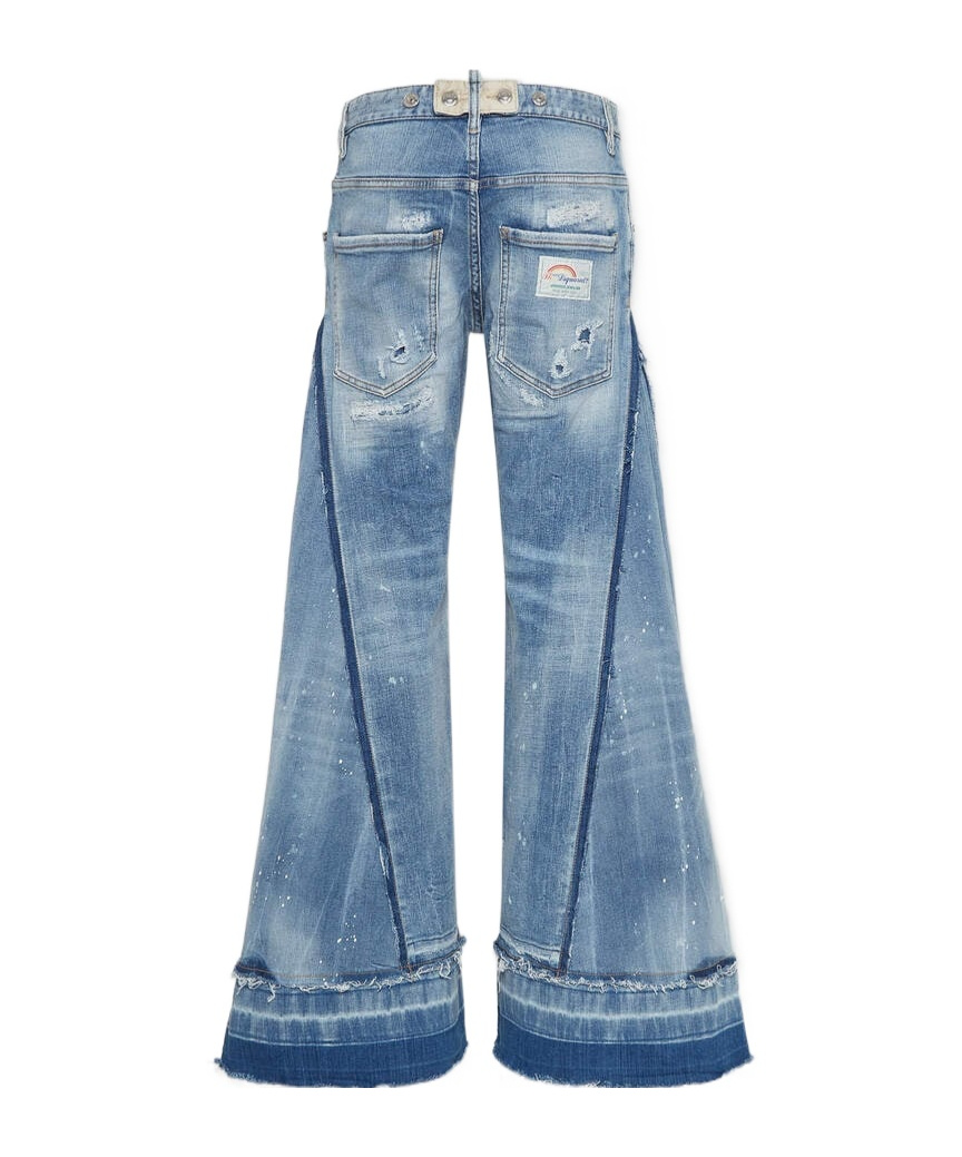 Dsquared2 Bettter X D2 Medium Mended Rips Wash Iced Mother Jeans In Blue