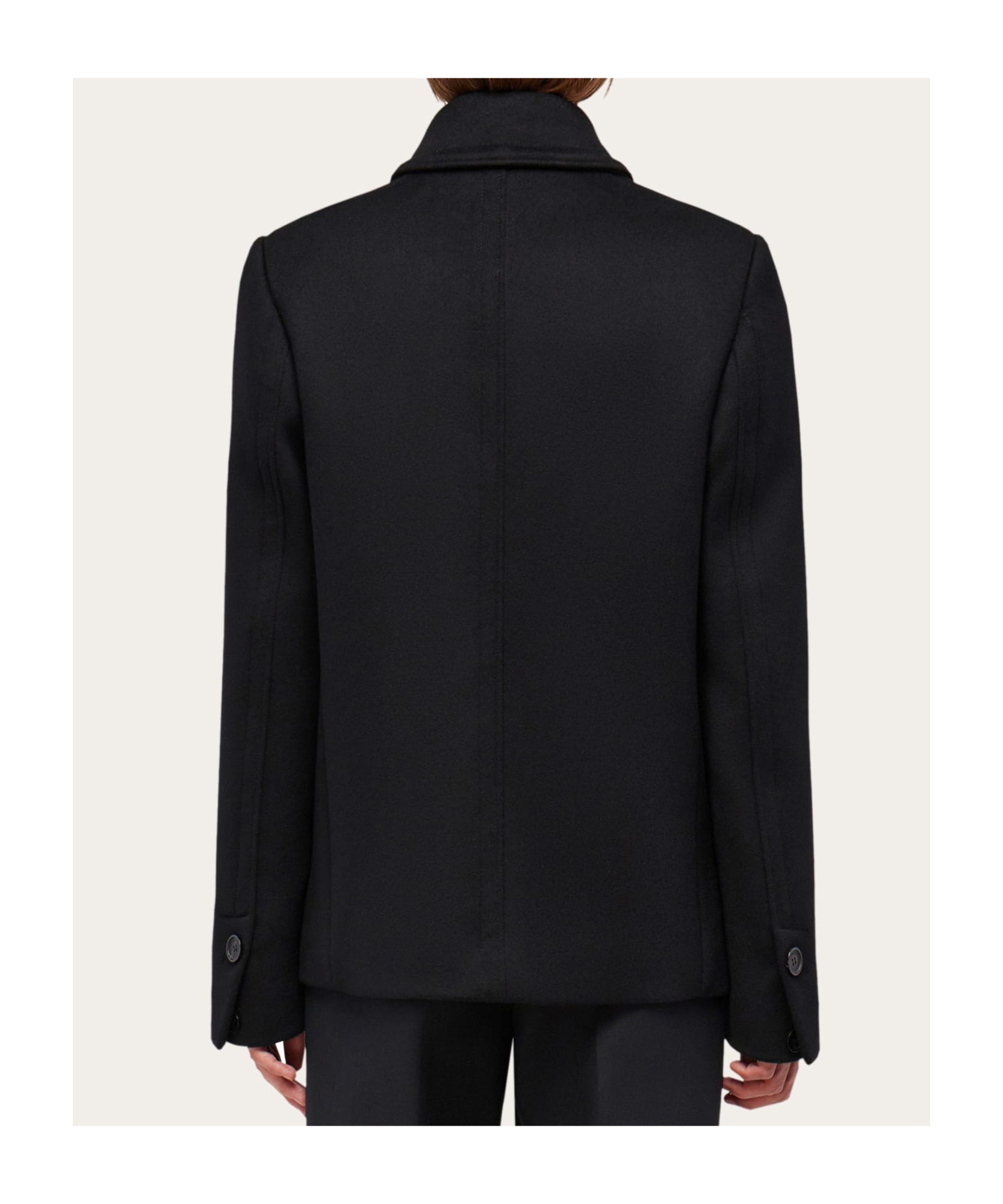 Ferragamo Virgin Wool-blend Peacoat In Black