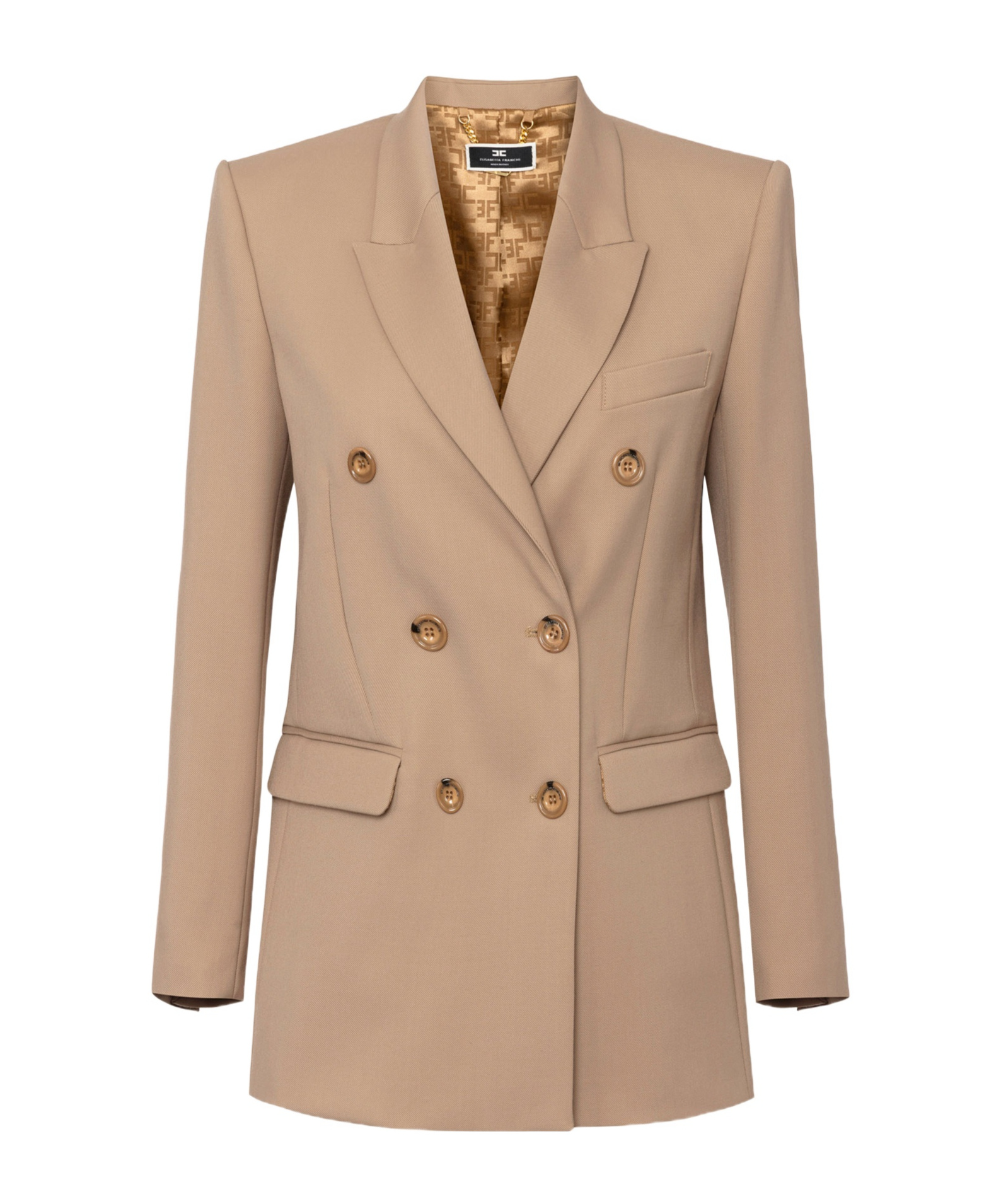 Elisabetta Franchi Double-breasted Jacket In Camel