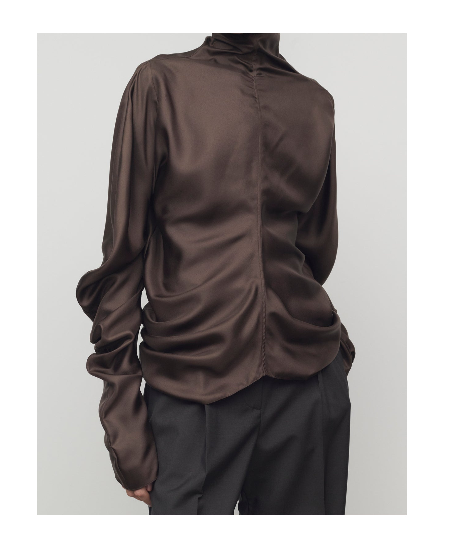 The Row Miles Silk Top In Brown