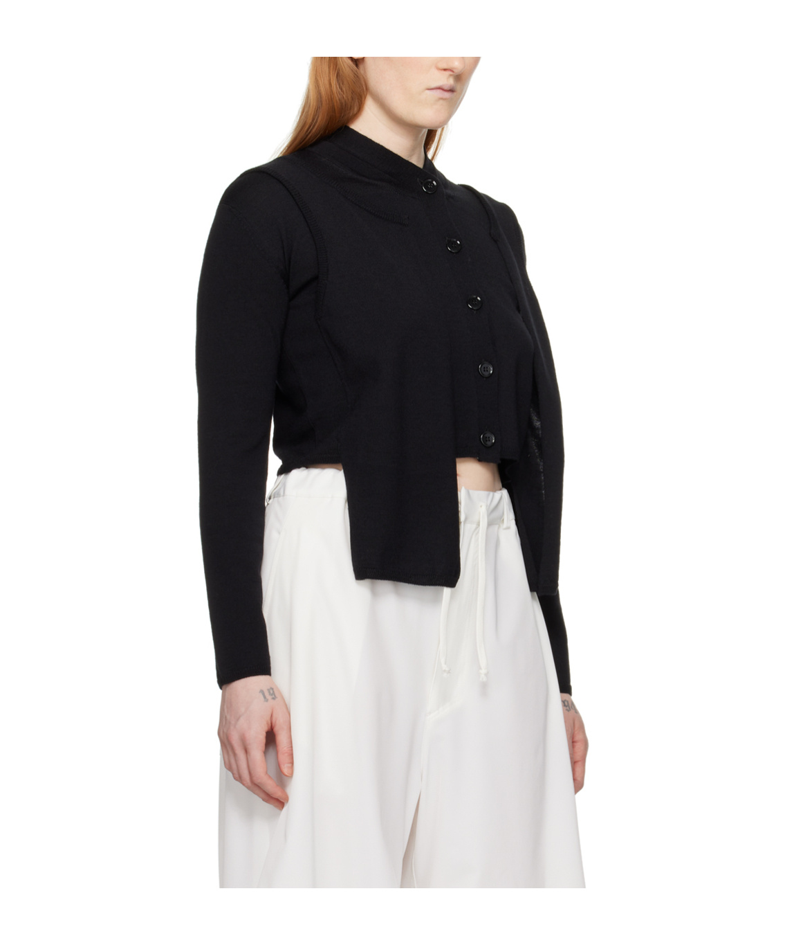 Shop Mm6 Maison Margiela Laminated Knitted Cardigan In Black