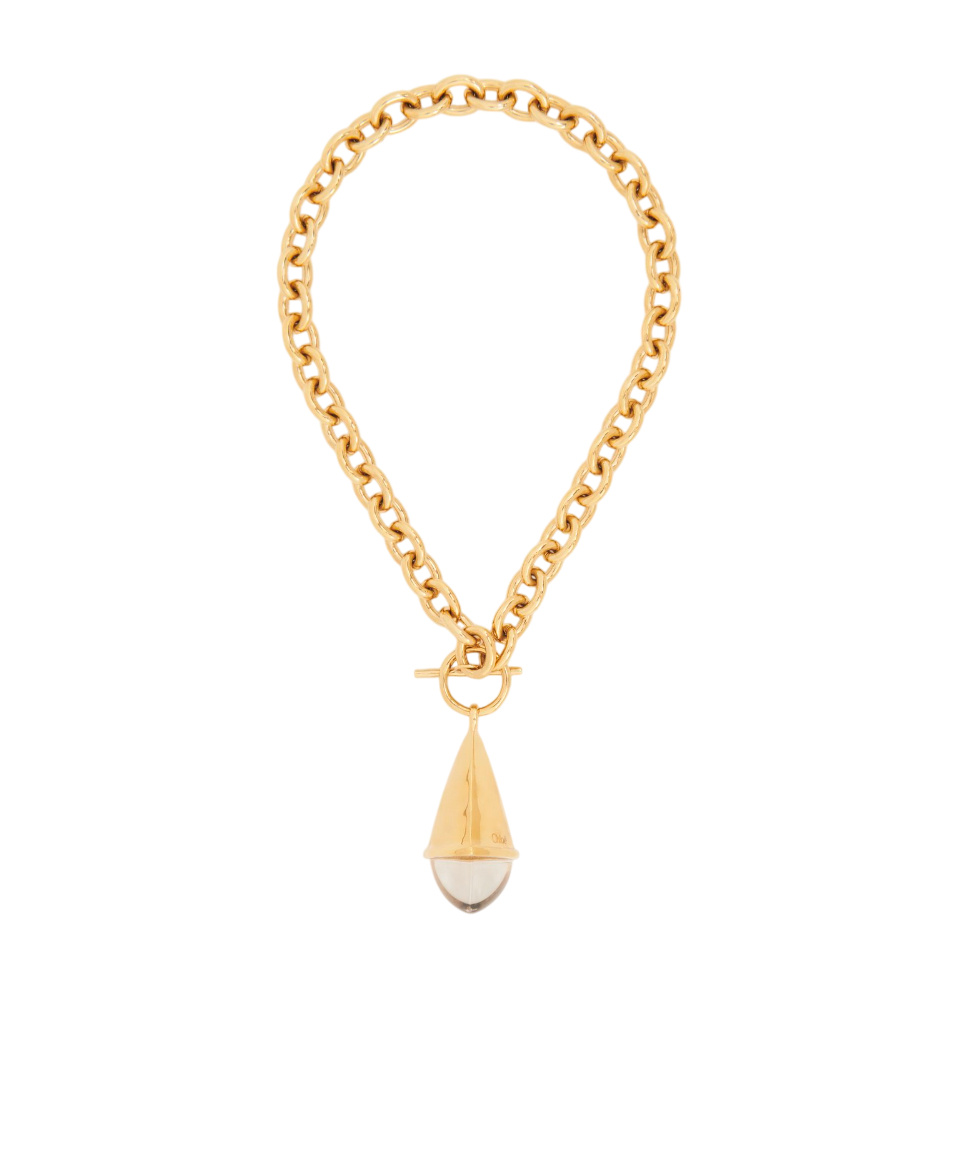 Chloé Prism Necklace With Chain Frame And Pendant Detail In Gold