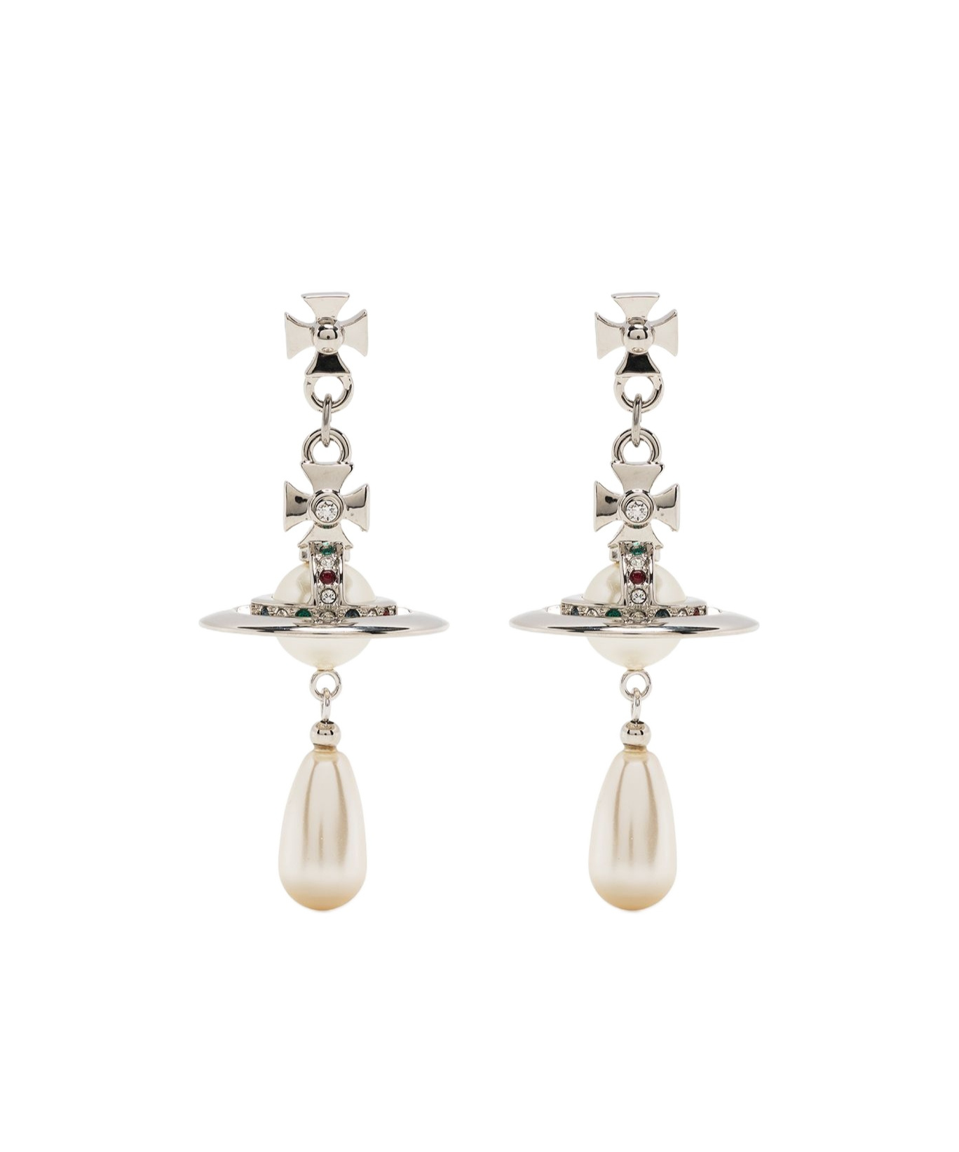 Vivienne Westwood Beaded Charm Earrings In Metallic