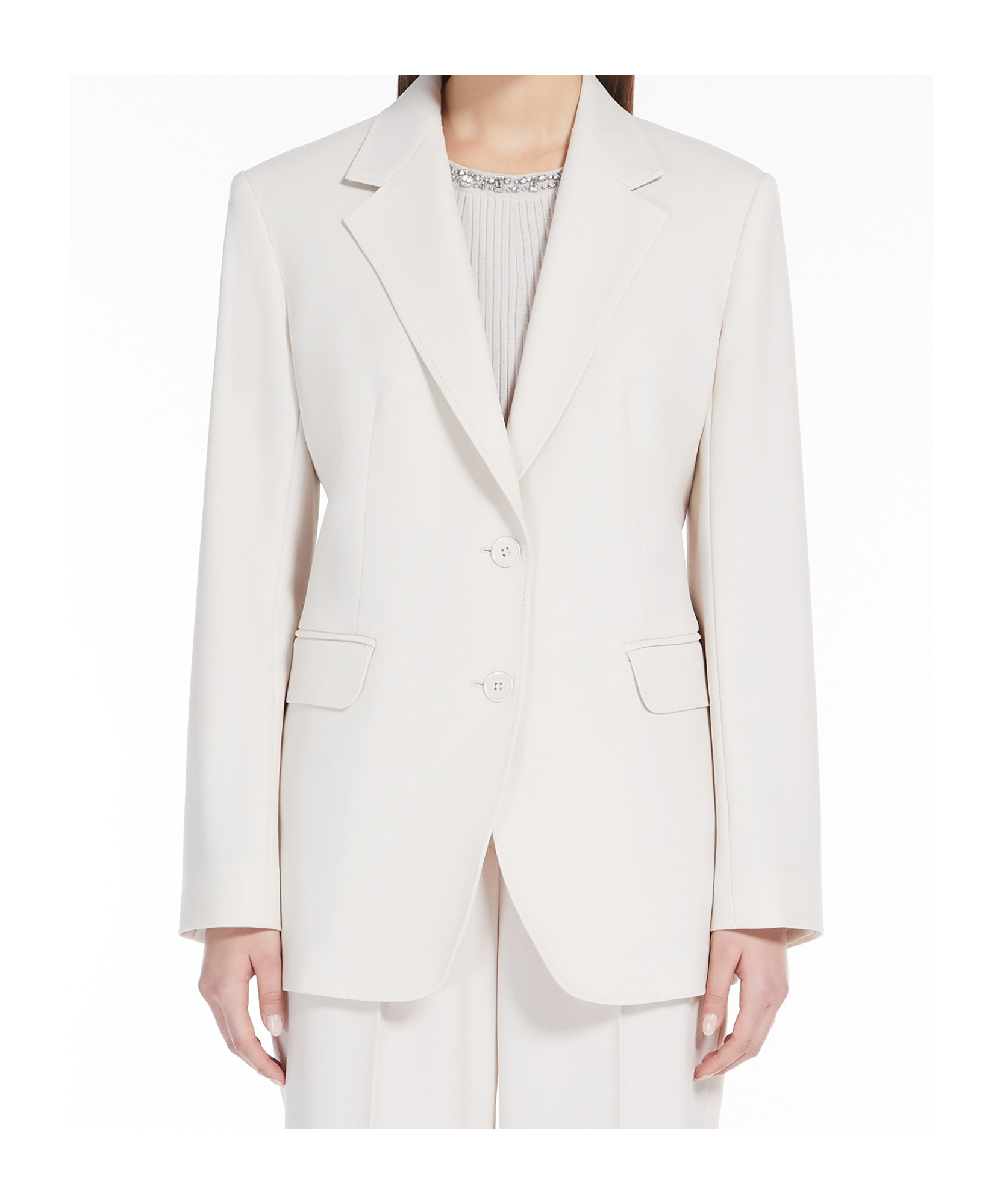 Max Mara Single-breasted Wool Blazer In White