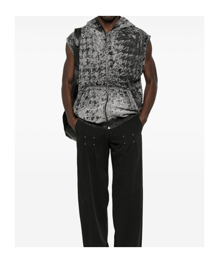 Diesel Hooded Zip-up Vest In Black