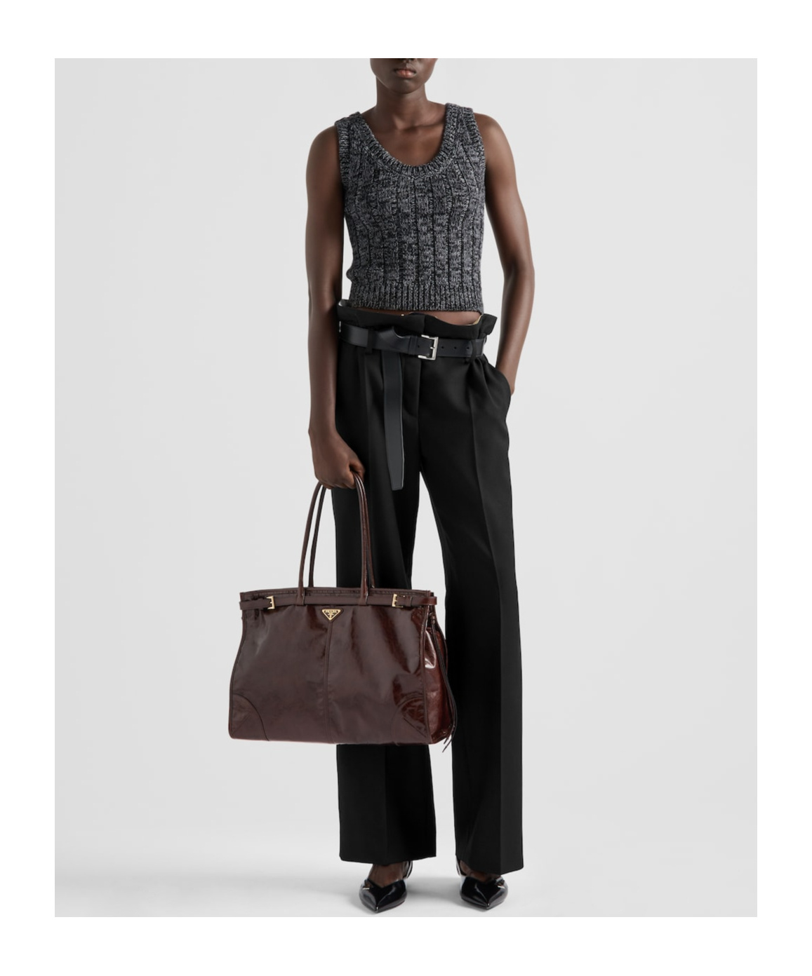 Prada Belt-loop Casual Pants In Black