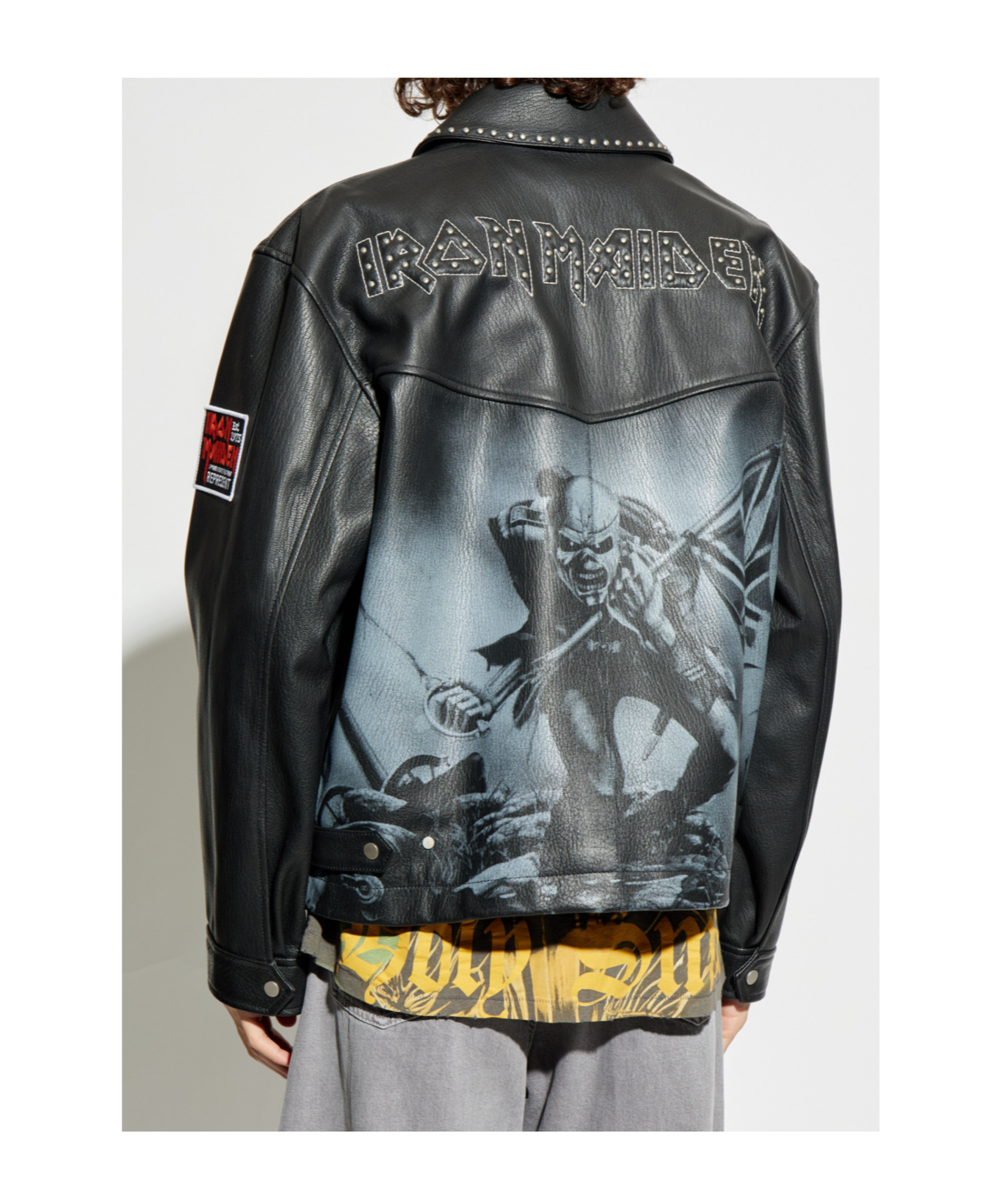 Represent X Iron Maiden Trooper Studded Leather Jacket In Black