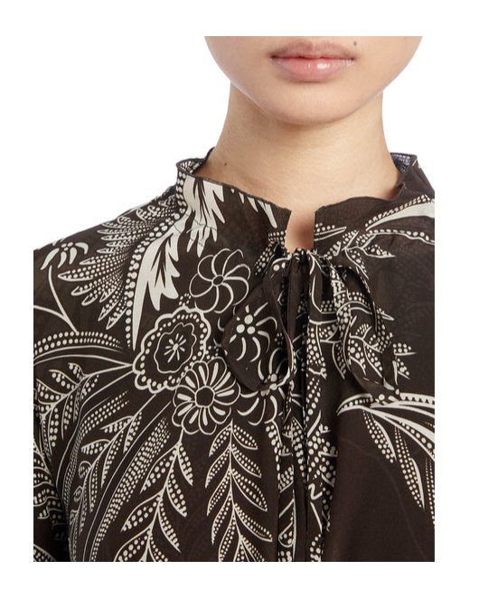 F.r.s For Restless Sleepers For Restless Sleepers Printed Silk Dress In Black
