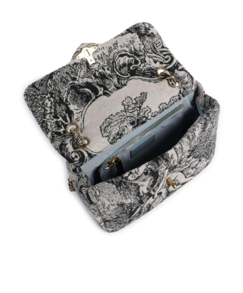 Vivienne Westwood Graphic Print Shoulder Bag With Chain Strap In Gray