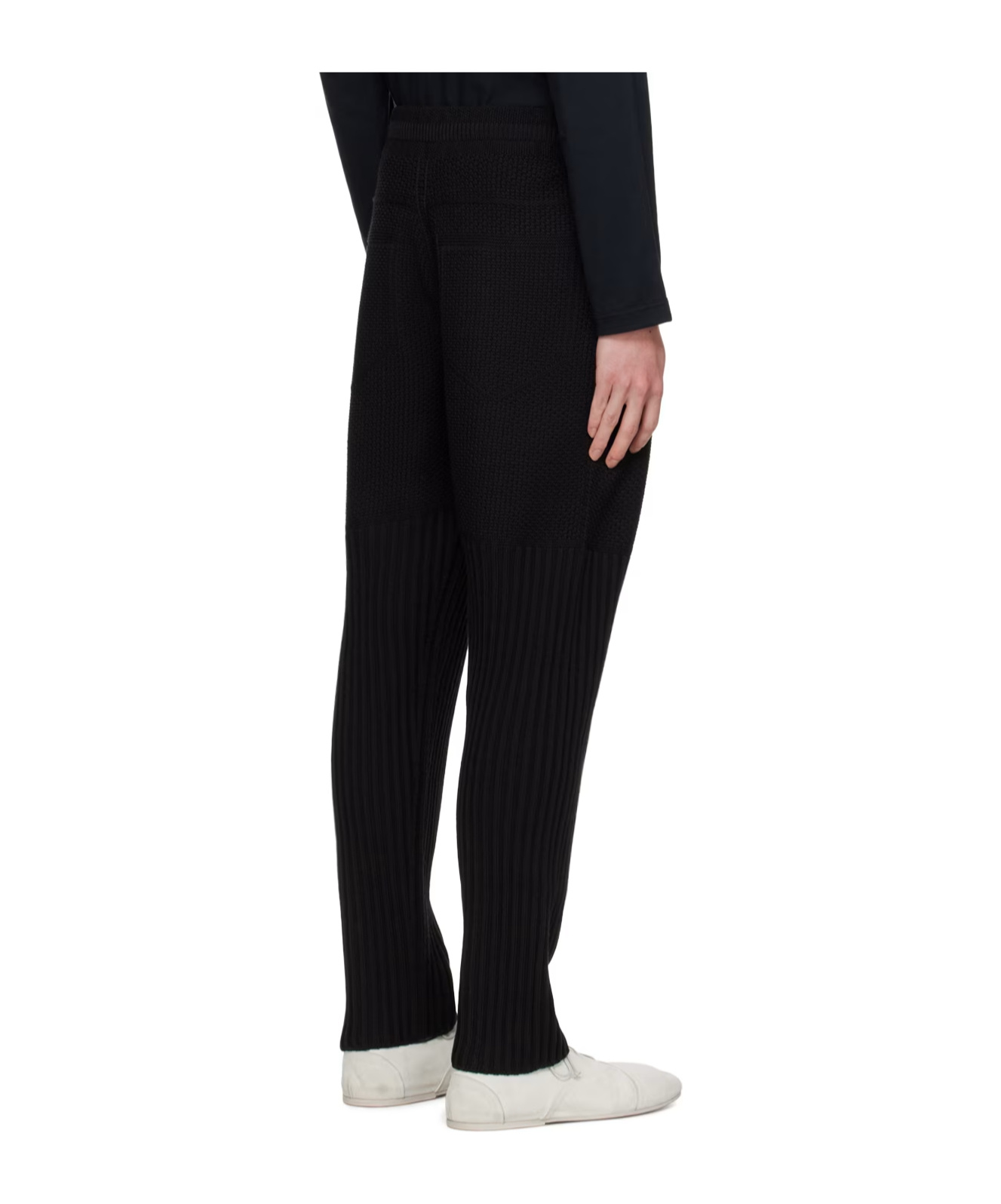 ISSEY MIYAKE RUSTIK-KNIT TAPERED-LEG TROUSERS
