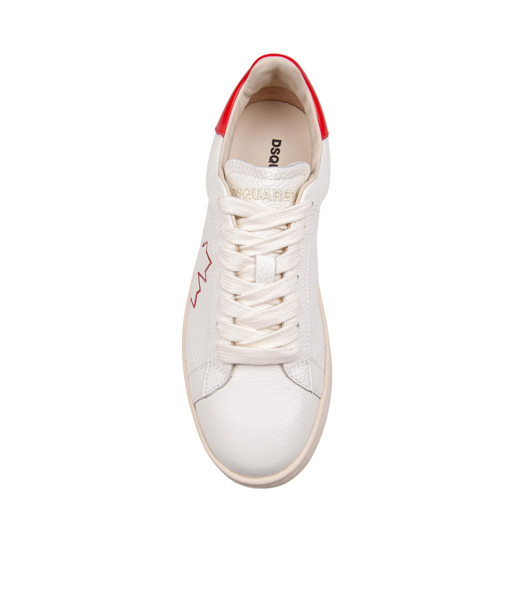 Dsquared2 Boxer Sneakers In Leather White And Red Color In White