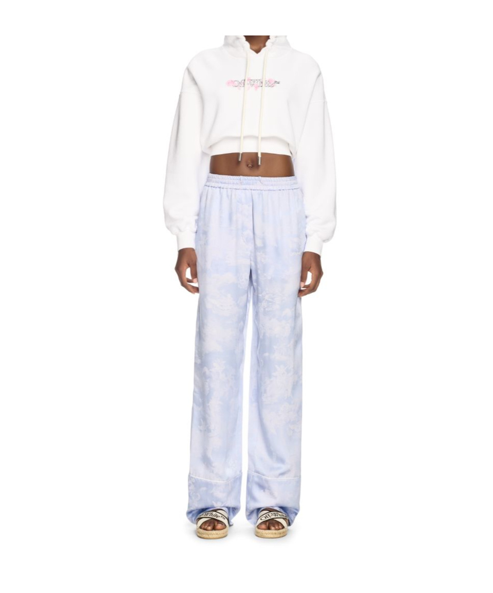 Off-white White Bookish Rose Cropped Hoodie In White