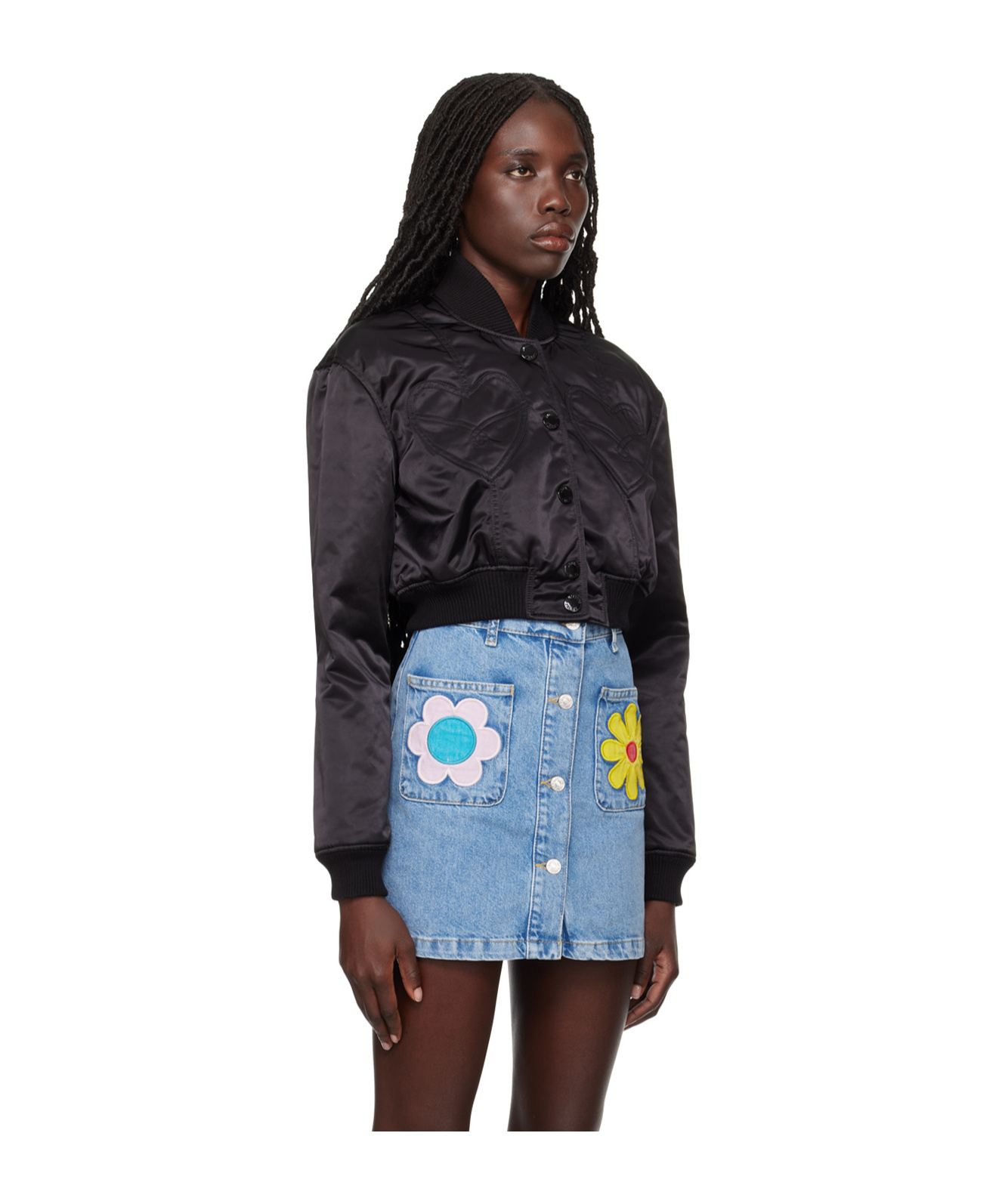 Moschino Short Standing Collar Casual Jacket In Black