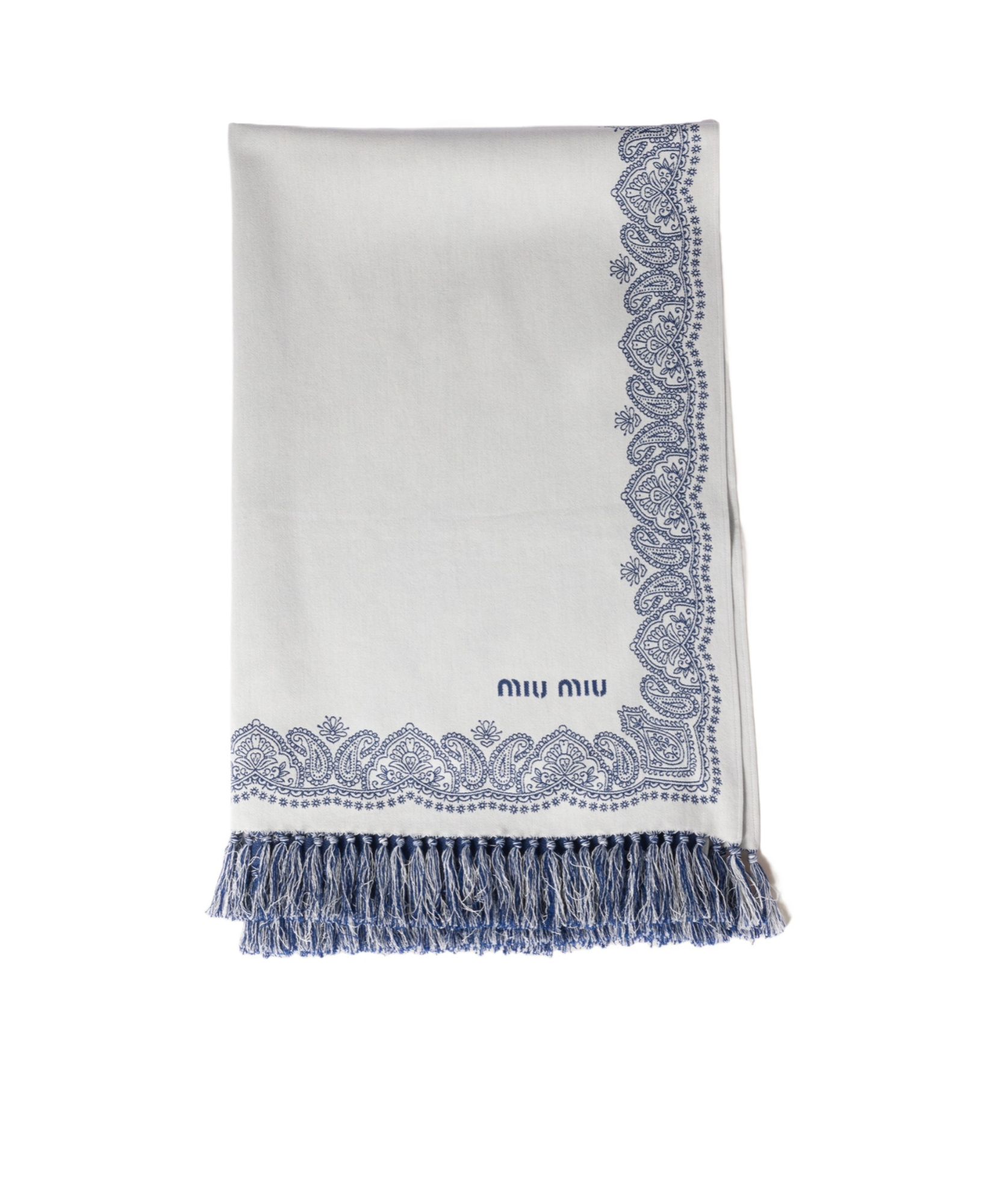Miu Miu Cotton Beach Towel In Blue