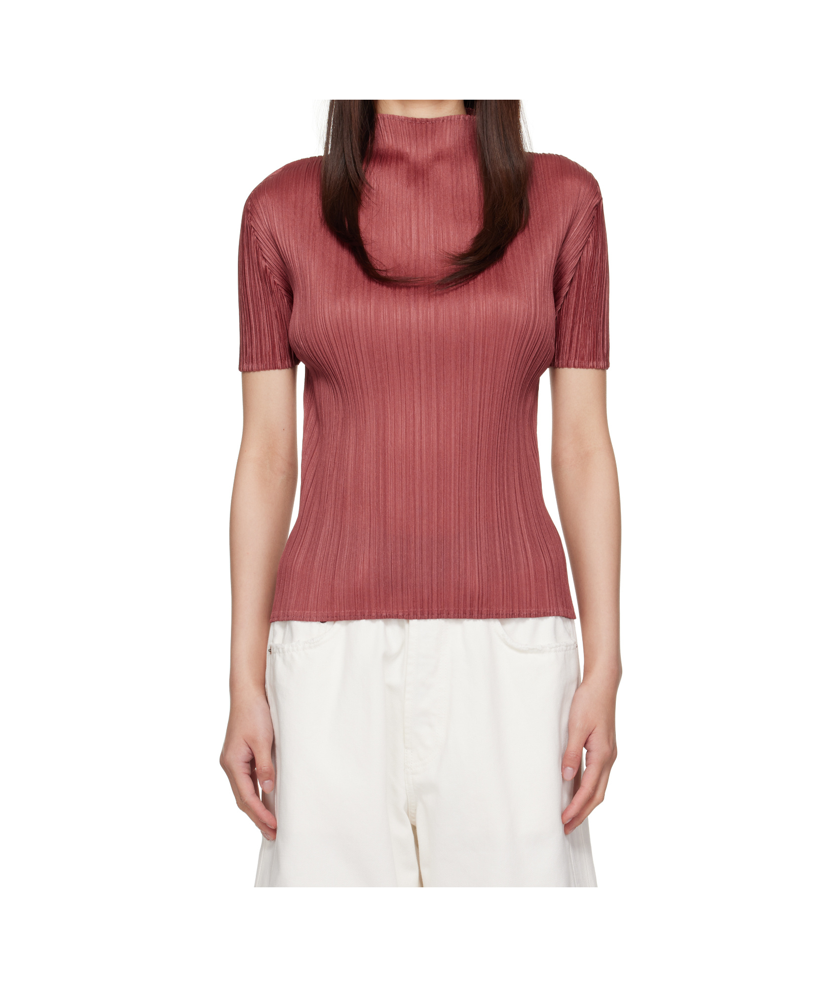 Issey Miyake Jersey Top In Brown