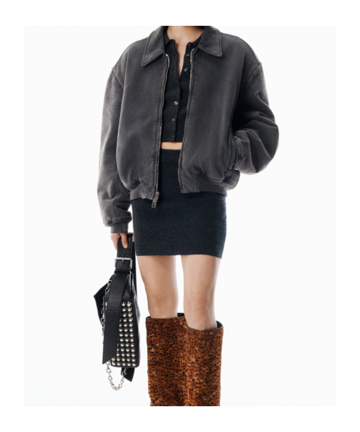 Alexander Wang Unisex Grey Organic Terry Moto Jacket In Gray