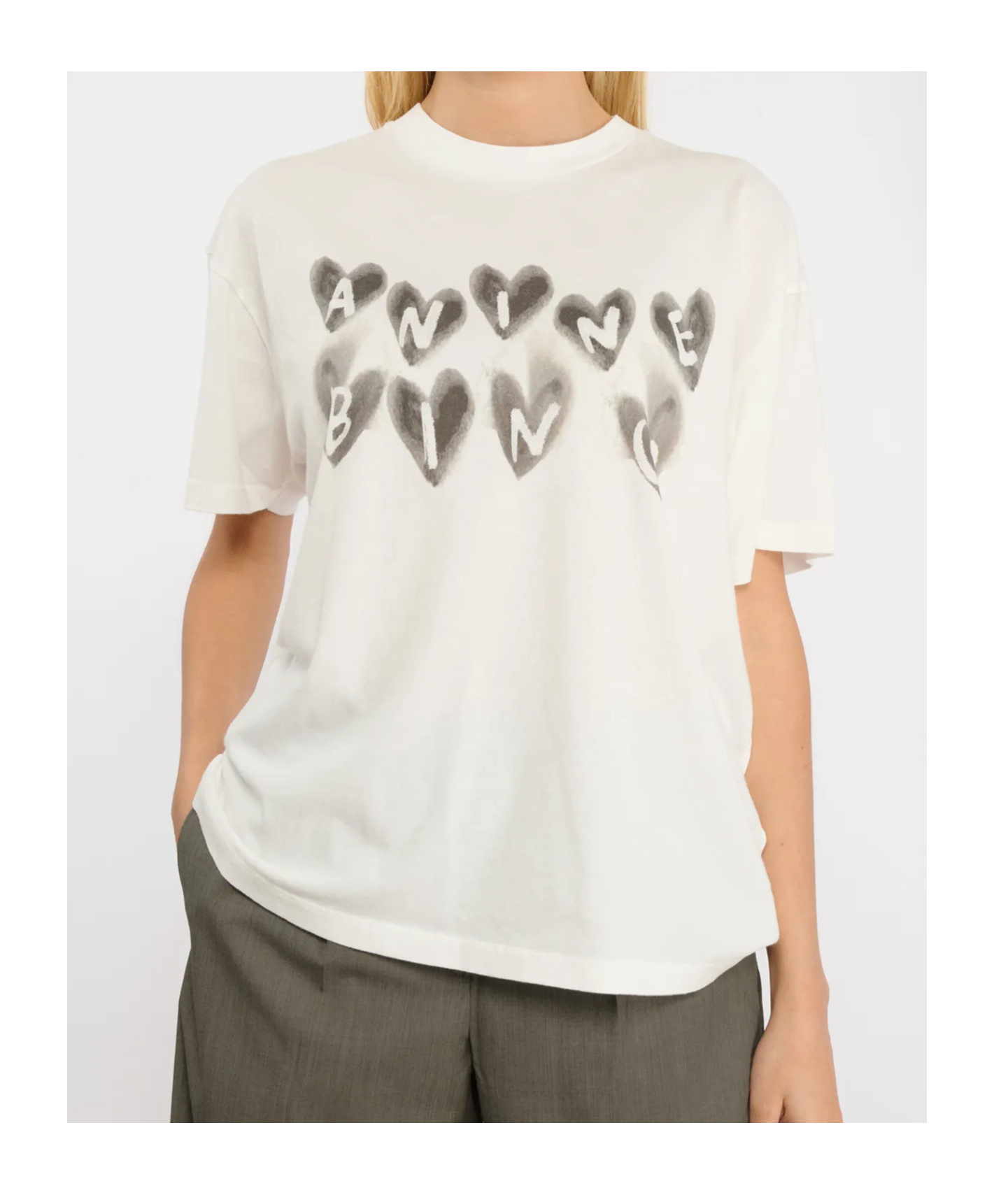 Shop Anine Bing Cade Hearts T-shirt In White